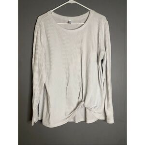 Amazon White Waffle Knit Top With Knot Detail Size 2XL
